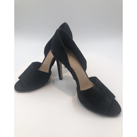 Vince Camuto Shoes - Vince Camuto Kramell Suede Peep-Toe‎ Stiletto Heels Black Women Work Evening 8.5